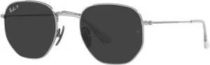 Солнцезащитные очки Ray-Ban RB8148 Hexagonal Titanium, серебристый/поляризованный черный, 54 мм