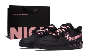 Nike Court Borough Pink Patterned Dream Gift Bag Абразивостойкие противоскользящие низкие детские скейтборд-кроссовки