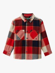Детская фланелевая рубашка в стиле оверсайз с клетчатым принтом Benetton, Multi