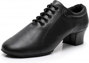 Мужские кожаные танцевальные туфли с круглым носком для латиноамериканских танцев: румба, вальс, танго, бальные танцы Zhcrcfirm, черный
