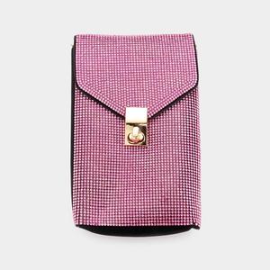 Блестящая стеганая прямоугольная сумка-кроссбод для телефона FASHNZFAB, розовый