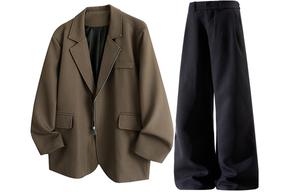 Повседневная спортивная одежда Unisex с лацканом Moderate X1617, coffee top+черный suit pants