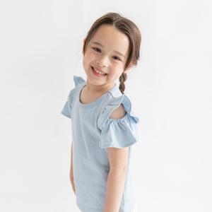 Футболка с короткими рукавами и оборками, открывающими плечи Branshes, цвет 20: Saxophone