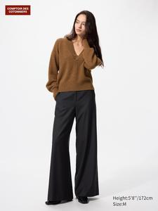 Широкие брюки из смесовой шерсти Uniqlo, 09 black