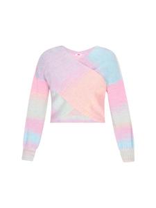 Женский свитер розового цвета с разноцветными вставками myMo