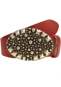 Ремень LIFE RING by showroom 019° кожаный со сменной застежкой "Oval Knobs Silver" Rettungsring By Showroom 019°, красный