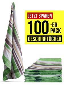 Aspero 100 хлопчатобумажных кухонных полотенец в зеленую полоску