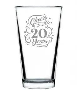 Бокал для пива «За 20 лет!» Bevvee, прозрачный