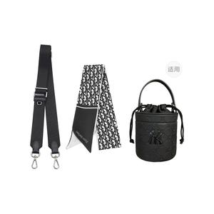 Lan Bao Fan Акриловая микрофибра полиуретановая парфюмерная сумка через плечо с цепочкой шелковый шарф аксессуар унисекс белый черный розовый, Black Canvas Adjustable Shoulder Strap 83-123cm+Print Silk Scarf