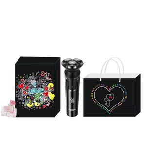 Роторная бритва fs903 для всего тела, моющаяся, для влажного и сухого бритья, быстрая зарядка за 1 час, электрическая FLYCO, FS903 черный LOVE Bear Box