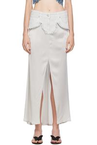 Многослойная джинсовая макси-юбка Blumarine, серый