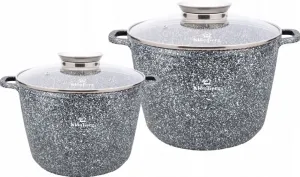 Набор посуды из 4 предметов, большие кастрюли 6,1/10 л, мраморное покрытие, с крышками, серый kb3910 Klönberg