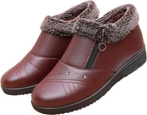 Женские ботильоны на платформе с искусственной подкладкой, зимние теплые снежные ботинки, противоскользящие повседневные ботиночки для осени и холодной погоды Generic, Red