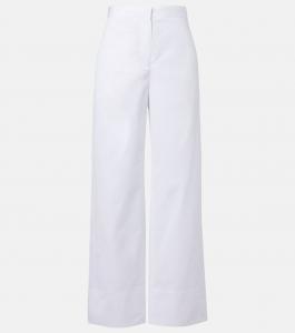 Хлопковые брюки с закрученным швом из поплина с широкими штанинами Toteme, белый