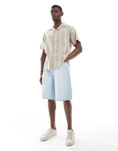 Джинсовые шорты ONLY & SONS Carl Ballon Fit, выбеленного синего цвета