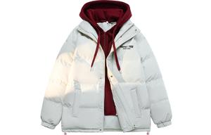 Пуховик Unisex NBNO, синий с абрикосовым капюшоном