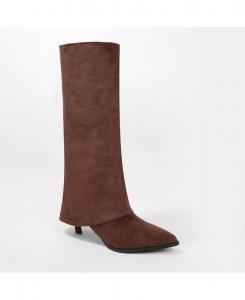 Женские замшевые сапоги Treasure с отворотом до колена BERNESS, Brown faux suede