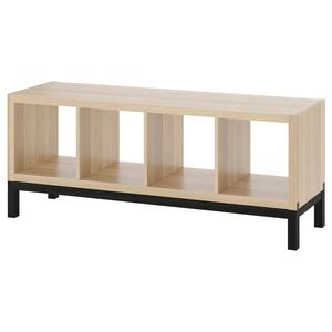 Стеллаж с подстольем KALLAX IKEA, 147x59 см, цвет white stained oak effect/black