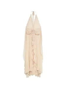 Длинное платье с рюшами и цветочным принтом BLUMARINE, бежевый