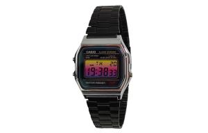 CASIO Кварцевые часы унисекс с черным циферблатом на стальном браслете