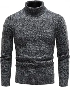 Мужской утепленный водолазка свитер с флисовой подкладкой