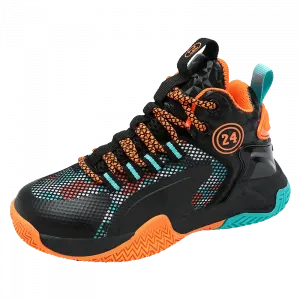 Нескользящие и дышащие низкие детские баскетбольные кроссовки TONYBEAR, черный/оранжевый