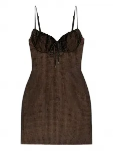 Платье мини с кристаллами AREA, коричневый