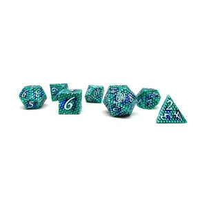 Полимерный набор «Чешуйка дракона» — зеленый оттенок (7), Dice - Metal 7 Piece Poly Sets (Easy Roller Dice)
