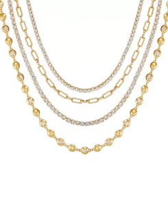 Многорядное ожерелье из золотистых страз Guess, gold