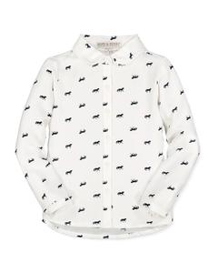 Хлопковая рубашка с конским принтом и воротником Питер Пэн HOPE & HENRY, белый