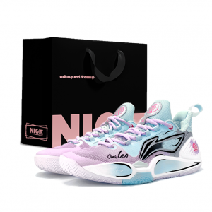 Мужские баскетбольные кроссовки Li Ning Speed 9 с износостойкой амортизацией и низким верхом., розовый синий