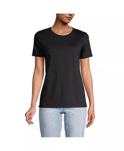 Женская свободная хлопковая футболка с круглым вырезом Supima для высоких женщин Lands' End, черный