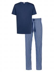 Mey Пижама короткая 'Graphic Stripes' в синем цвете
