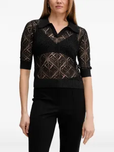 Вязаный топ с воротником пола Joseph Ribkoff, черный