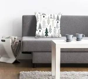 Декоративная подушка Queence "Diddle", чехол без наполнения, 1 шт 40х40 см, серый/зеленый