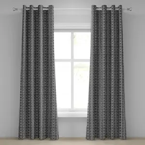 Шторы на люверсах ABAKUHAUS в стиле ретро, с этническим ацтекским узором и африканским зигзагообразным узором, декоративные двухпанельные шторы, 280 см x 175 см, серо-черные