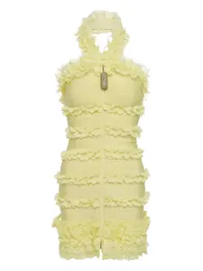 Мини-платье на молнии с оборками Self-Portrait, желтый