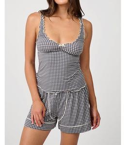 Женская майка для сна с рисунком салатовый край WeWoreWhat, Antiq wht/black