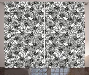 Штора ABAKUHAUS Floral Rustic с рисунком пальмовых листьев, универсальная ленточная штора для гостиной с петлями и крючками, 280 x 225 см, цвет: темно-резеда, зеленый, белый Abakuhaus