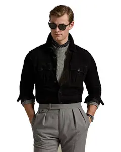 Замшевая рубашка-куртка в стиле милитари Polo Ralph Lauren, черный