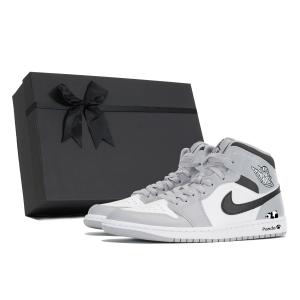 Джордан Air 1 Износостойкие Мид-Топ Винтажные Баскетбольные Кроссовки Мужские Серый Черный