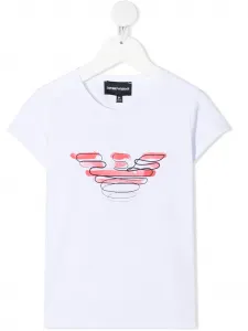 Футболка с короткими рукавами и логотипом Emporio Armani Kids, белый
