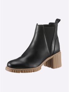 Ботильоны черного и верблюжьего цветов Heine