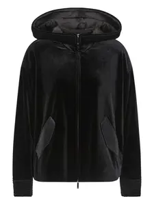 Бархатное худи на молнии Emporio Armani, черный
