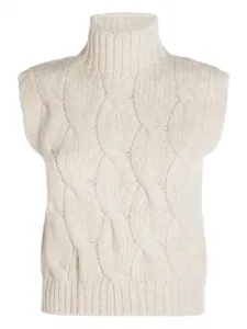 Топ без рукавов с высоким воротом из трикотажного полотна Eleventy, нейтральный