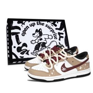 Nike Кроссовки для скейтбординга Dunk Black White, Planet Alliance, износостойкие, низкие, унисекс, коричневые