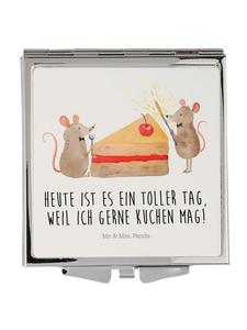 Mr. & Mrs. Panda Косметическое зеркало с изображением пирожного в виде мышки и надписью белым цветом