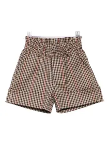 Шорты в клетку на эластичном поясе Miss Grant Kids, коричневый