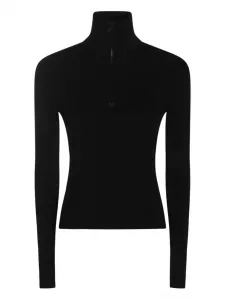 Шерстяной свитер с застежкой-молнией у ворота Courrèges, черный