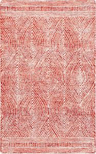 Ковер SAFAVIEH, 92 x 153 см, Abstract Collection, Ivory & Red, ручной работы из шерсти, идеален для помещений с высокой проходимостью в гостиной, спальне, столовой (ABT340Q-3)